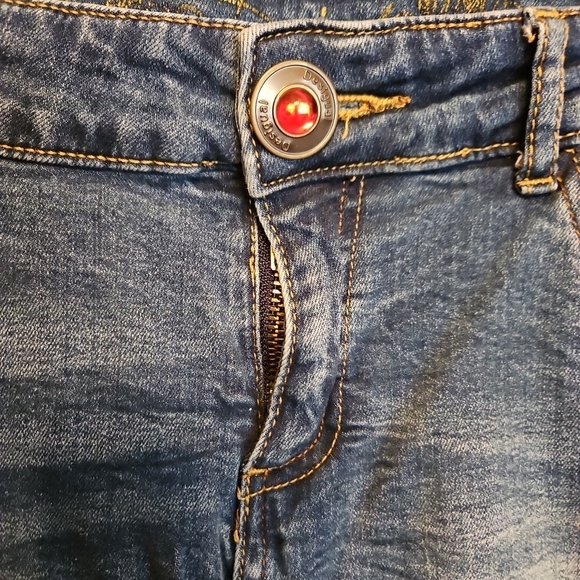 Desigual Women's Boyfriend Jeans in Blue with Multicolor Patchwork - Picture 5 of 11